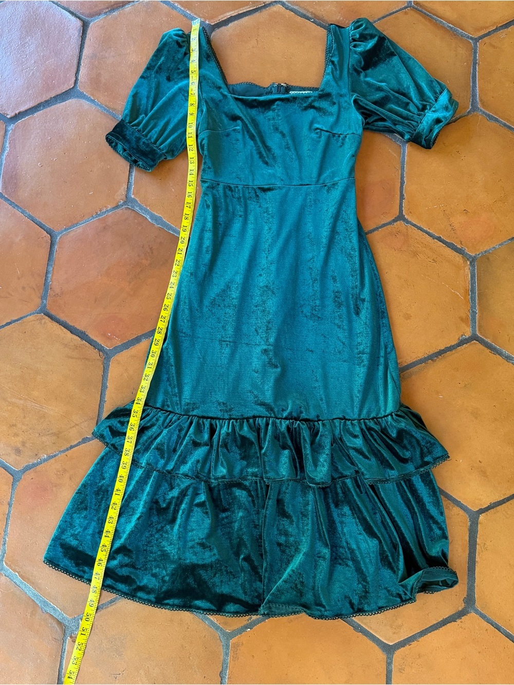 Rachel Parcell Puff Sleeve Velvet Midi Dress Ruffle M $188 NWT Victorian Goth - Picture 7 of 10
